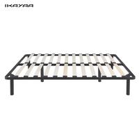 iKayaa Contemporary Platform Metal Bed Frame with Wood Slats for Twin/Full/Queen/King/California King Sized Mattress Excellent Foundation Box Bedroom 
