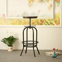iKayaa Industrial Style Height Adjustable Swivel Bar Stool Natural Pinewood Top Kitchen Dining Breakfast Chair