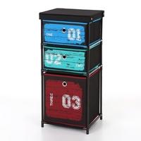 iKayaa Antique Style Fabric 3-Drawer Home Office Storage Cabinet Organizer for Clothes Toys Sockets Storage Box