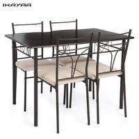 iKayaa 5PCS Modern Metal Frame Dining Kitchen Table Chairs Set for 4 Person Kitchen Furniture 120kg Load Capacity