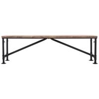 iKayaa Antique Natural Pinewood Top Kitchen Dining Table Bench Chair Metal Frame Patio Outdoor Bench 63*13.7*17.7\