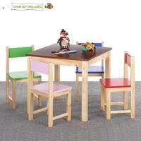 iKayaa Cute Wooden Kids Table Solid Pine Wood Square Toddler Children Activity Table for Playing Learning