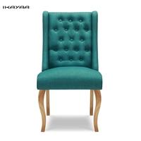 iKayaa Antique Style Tufted Kitchen Dining Chair Linen Fabric Accent Chair Upholstered Side Living Room Chair W/ Rubber Wood Legs