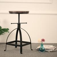 iKayaa Industrial Style Adjustable Height Swivel Kitchen Dining Breakfast Chair Natural Pinewood Top Bar Stool