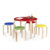ikayaa cute solid wood round kids table and 4 chairs set furniture 50k ...