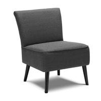 iKayaa Contemporary Padded Big Seat Accent Side Chair Linen Fabric Upholstered Occasional Chair for Living Room Lounge Bedroom Furniture W/ Rubber Woo