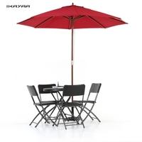 iKayaa 2.7M Wooden Patio Garden Umbrella Sun Shade Outdoor Cafe Beach Parasol Canopy 8 Ribs 38MM Pole W/ Air Vent 180g Polyester