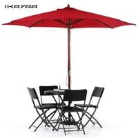 iKayaa 3M Wooden Patio Garden Umbrella Sun Shade Outdoor Cafe Beach Parasol Canopy 8 Ribs 48MM Pole W/ Air Vent 180g Polyester