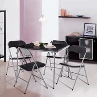 ikayaa 5pcs metal folding kitchen dining table chair set furniture mul ...
