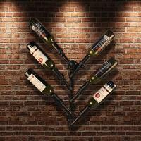 ikayaa industrial 6 bottle wall mount wine rack metal hanging bottle h ...