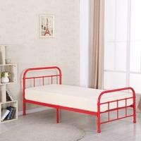 IKAYAA High-quality Metal Platform Bed Frame W/ Wood Slats for Twin Sized Mattress(99*190cm) Foundation Box Spring Replacement Bedroom Furniture