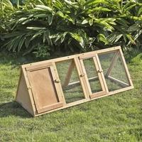 iKayaa Multi-use Outdoor Triangle Wooden Rabbit Hutch Guinea Pig Ferret Chicken Coop House Run Pet Cages
