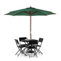 iKayaa 3M Wooden Patio Umbrella Garden Umbrella Outdoor Cafe Beach Umbrella 8 Ribs 48MM Pole W/ Air Vent 180g Polyester