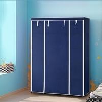 iKayaa Portable Fabric Closet Wardrobe Cabinet Storage Organizer Clothes Hanger with 13 Storage Shelves 1 Hanging Rod