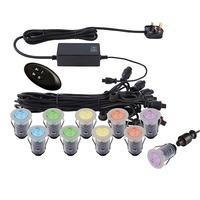 Ikon pro 10 x 0.75W LED 25mm RGB Decking Kit Round Steel IP67 - 85496