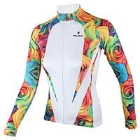 ILPALADINO Cycling Jersey Women\'s Long Sleeve Bike Jersey Tops Quick Dry Breathable 100% Polyester Floral / BotanicalSpring Summer