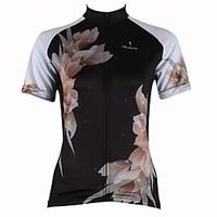 ILPALADINO Cycling Jersey Women\'s Short Sleeve Bike Jersey Tops Quick Dry Ultraviolet Resistant Breathable 100% PolyesterFloral /