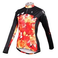 ILPALADINO Cycling Jersey Women\'s Long Sleeve Bike Jersey Tops Quick Dry Breathable 100% Polyester Leaf Spring Summer Fall/Autumn