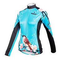 ILPALADINO Cycling Jersey Women\'s Long Sleeve Bike Jersey Tops Quick Dry Breathable 100% Polyester Floral / BotanicalSpring Summer