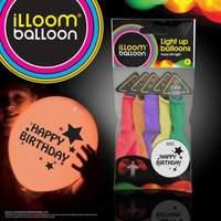 illoom balloons fixed led light up balloon 5pk happy birthday mixed