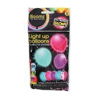 Illooms Mixed Pink, Purple and Turquoise Light Up Balloons 5 Pack