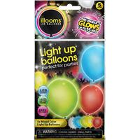 Illooms Light Up Balloons Plain Mixed Colour 5pk