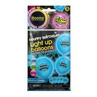 Illooms Light Up Balloons Blue Happy Birthday 5pk