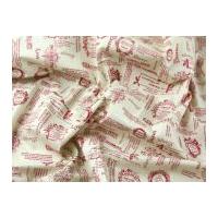 Illustration Nostalgic Print Cotton Poplin Dress Fabric Beige
