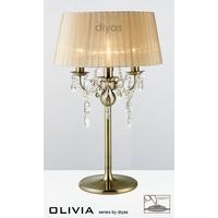 IL30065SB Olivia Antique Brass 3 Light Table Lamp with Bronze Shade
