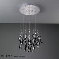 il50401 class black glass and crystal 10 light pendant