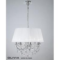 IL30056WH Olivia 8 Light Pendant in Chrome with White Shade