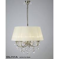 IL30057CR Olivia 8 Light Pendant in Antique Brass with Ivory Shade