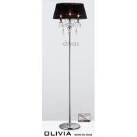 IL30063BL Olivia 3 Light Polished Chrome Floor Lamp with Black Shade