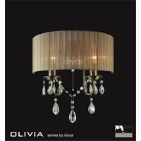 IL30064SB Olivia Antique Brass 2 Light Wall Bracket with Soft Bronze Shade