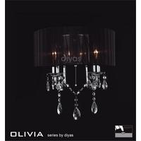 IL30061BL Olivia Chrome 2 Light Chrome Wall Bracket with Black Shade