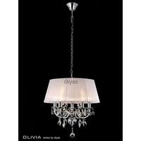 IL30046 Olivia 5 Lt Chrome Crystal Pendant With White Shade