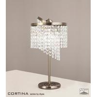 IL30096 Cortina 3 Light Antique Brass Crystal Table Lamp