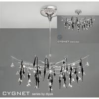 il50416 cygnet 12 light crystal and black glass semi flush pendant