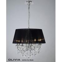 IL30056BL Olivia 8 Light Ceiling Pendant in Chrome with Black Shade