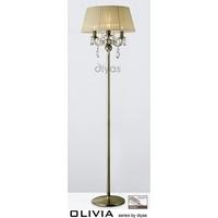 IL30066CR Olivia 3 Light Antique Brass Floor Lamp with Ivory Shade