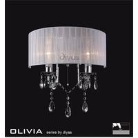 IL30061WH Olivia 2 Light Chrome Wall Bracket with White Shade
