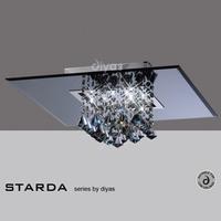 IL31006 Starda 8 Light Square Flush Smoked Crystal Light