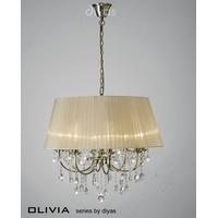 IL30057SB Olivia 8 Light Pendant in Antique Brass with Soft Bronze Gauze Shade