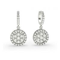 illusion setting round diamond cluster earrings