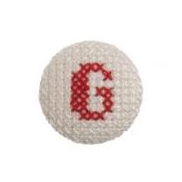 Impex Cross Stitch Alphabet Letter Buttons Red on White Letter G
