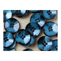 Impex Round Painted Worn Look Buttons Turquoise