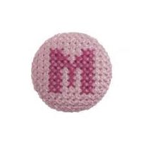 Impex Cross Stitch Alphabet Letter Buttons Fuchsia on Pink Letter M