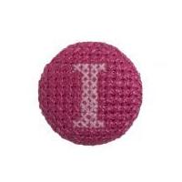 Impex Cross Stitch Alphabet Letter Buttons Pink on Fuchsia Letter I