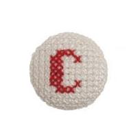 Impex Cross Stitch Alphabet Letter Buttons Red on White Letter C