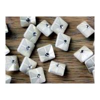 Impex Square Buttons with Rhinestone White